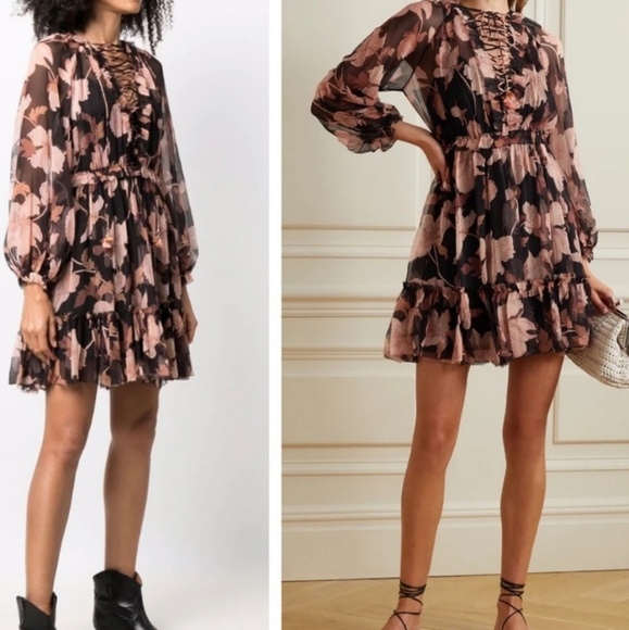 Zimmermann Dresses & Skirts - ZIMMERMANN Concert lace-up floral-print‎ dress